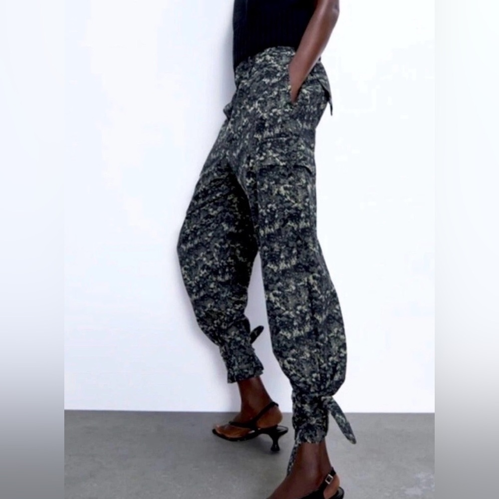 Camouflage Cargo Pants with Ankle Ties
